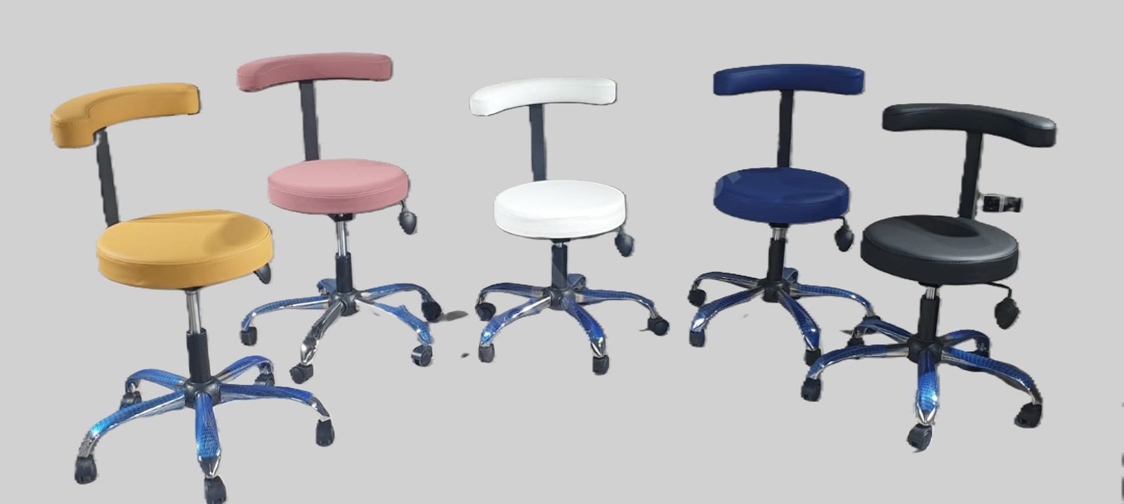 Sırt Destekli Döner Tekerlekli Tabure